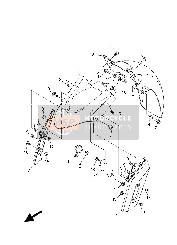 Yamaha XP500 (DNMS) 2015 KOTFLÜGEL für ein 2015 Yamaha XP500 (DNMS)